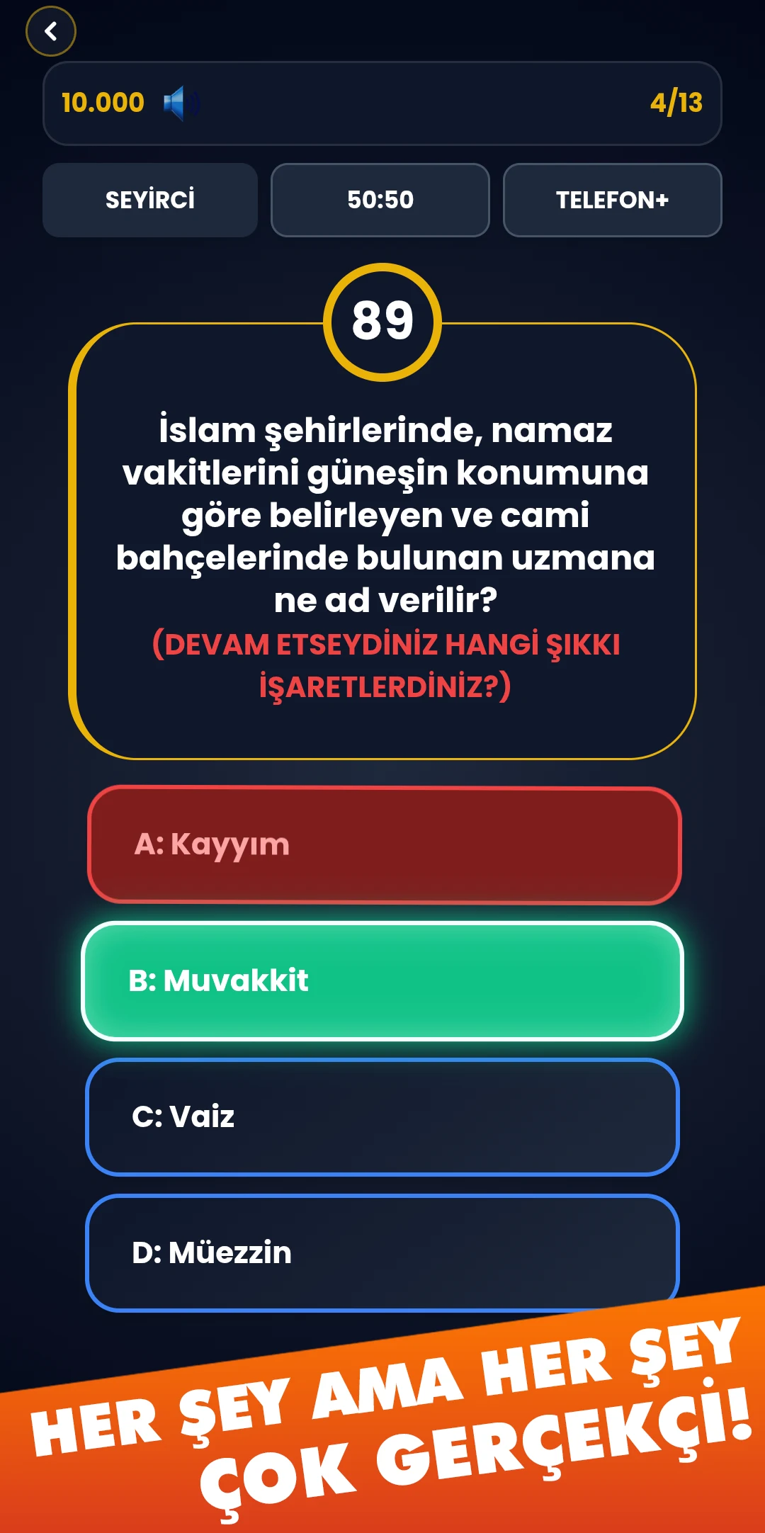Milyoner Başlıyor: Dini Bilgi screenshot