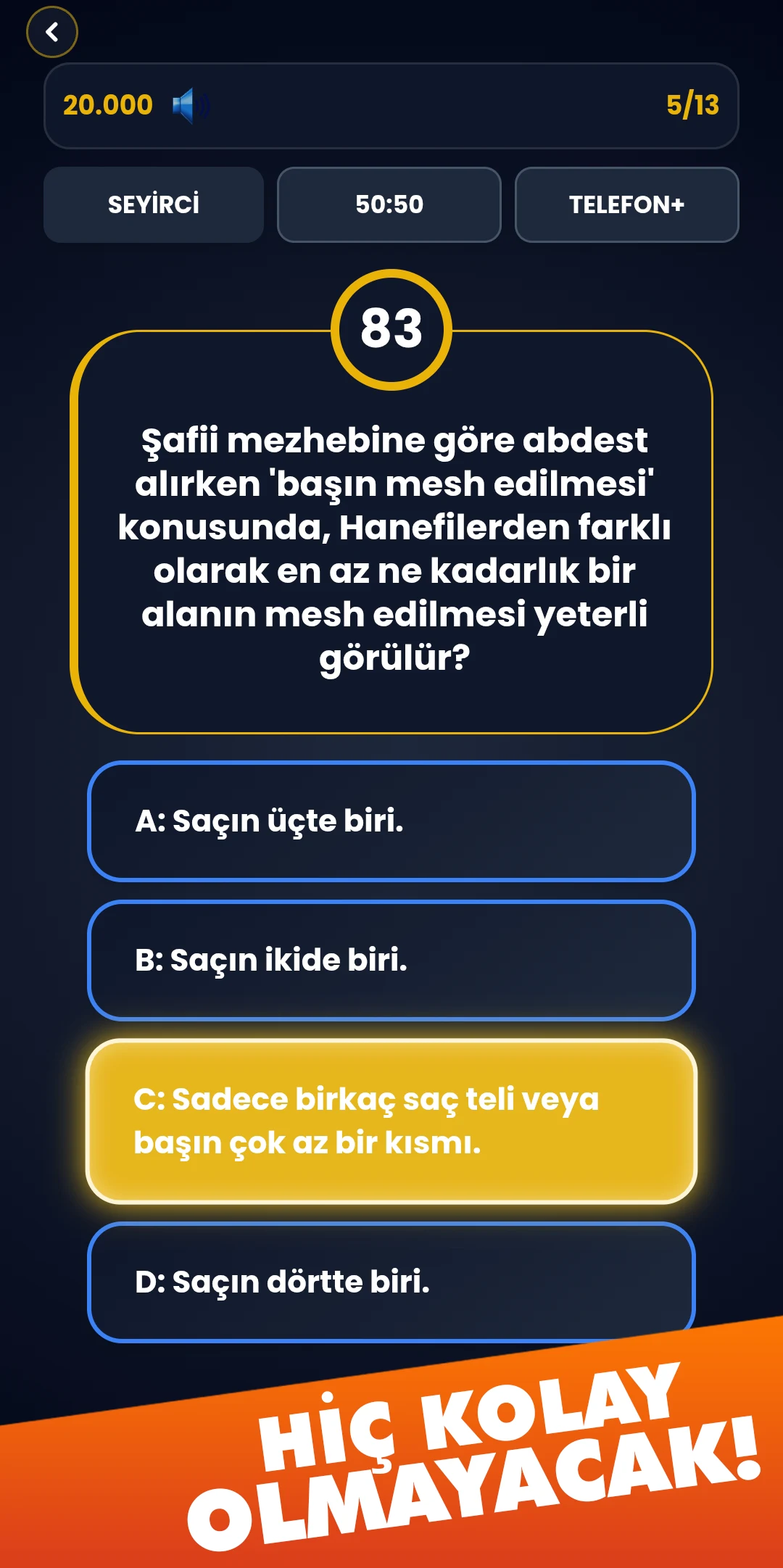 Milyoner Başlıyor: Dini Bilgi screenshot